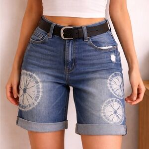 Vintage America Indigo Tie-Dye Denim Shorts